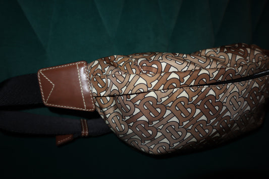 Burberry Nylon Monogram Bum Bag Beige Pre-Loved like New