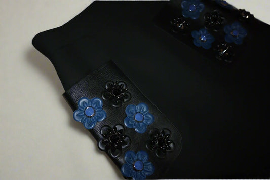 Pre-Owned Fendi Black Leather Floral Skirt The MADE MALL