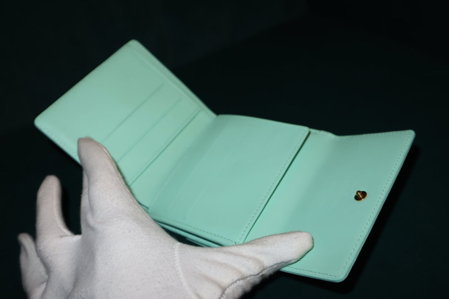 Louis Vuitton Vernis Compact Wallet - Mint Green | Pre-owned Designer Wallet
