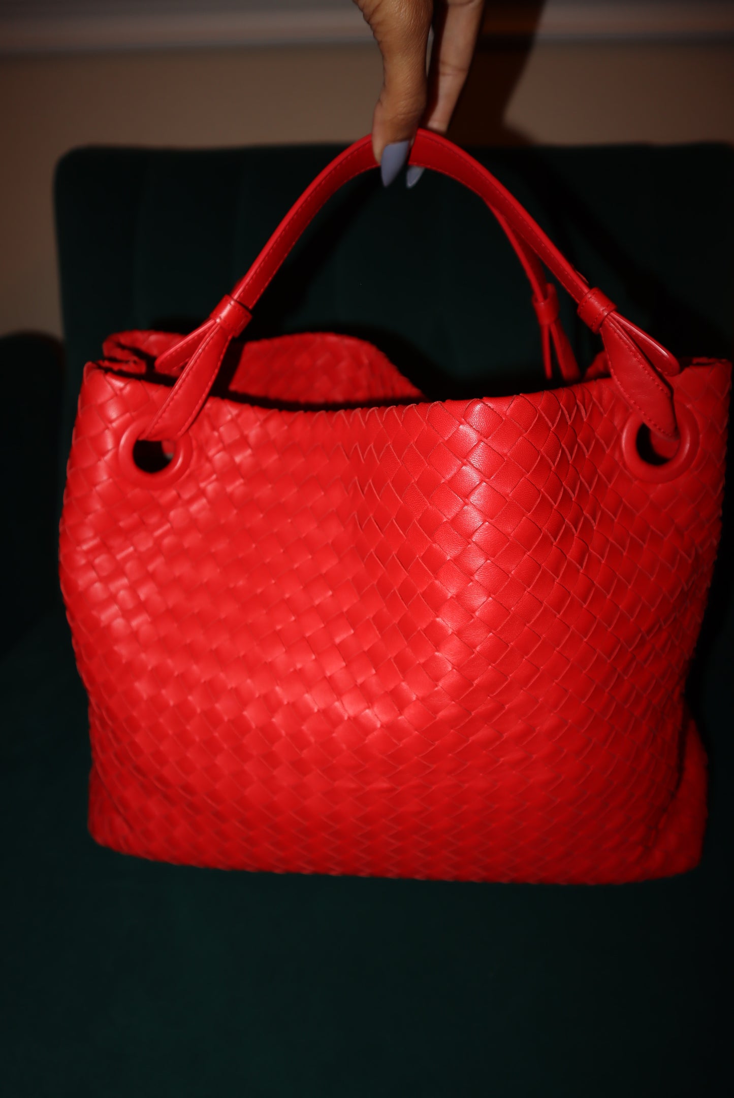 Bottega Veneta Nappa Intrecciato Medium Garda Bag Red Golden Pre-Loved