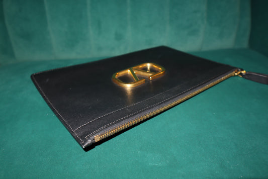 Valentino Black VLOGO Leather Pouch Calf / Lamb Skin