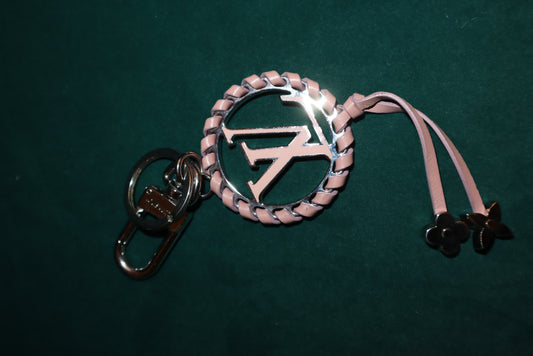 Louis Vuitton Silver Pink Leather Bag Charm