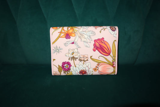 GUCCI Flora GG Document Case Marmont Canvas Leather Light Pink