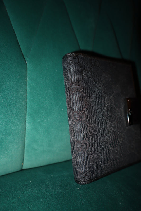 Gucci Black GG Fabric Small Ring Agenda Pre-Loved