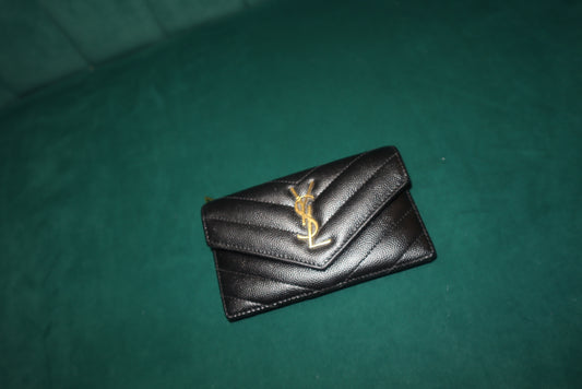 Saint Laurent Monogram Fragment Business Card Holder Black Pre-Loved