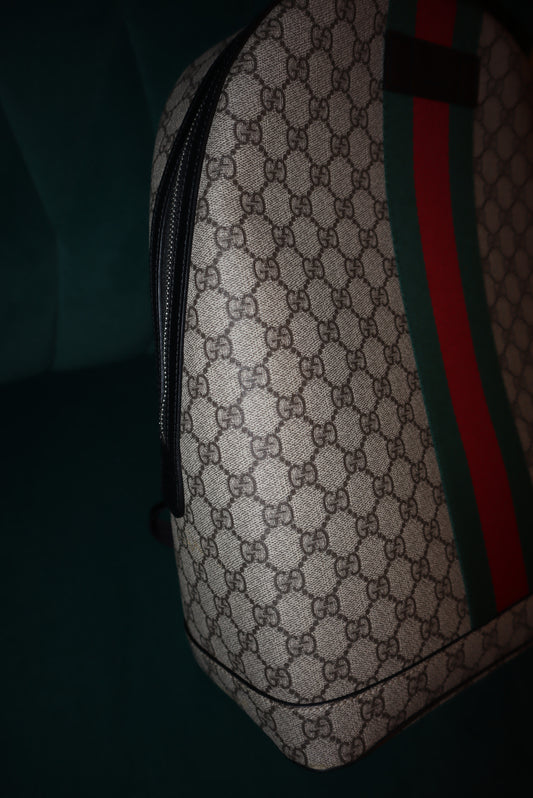 Gucci Beige/Ebony GG Coated Canvas Vintage Web Backpack Bag Pre-Loved LIKE NEW NEW
