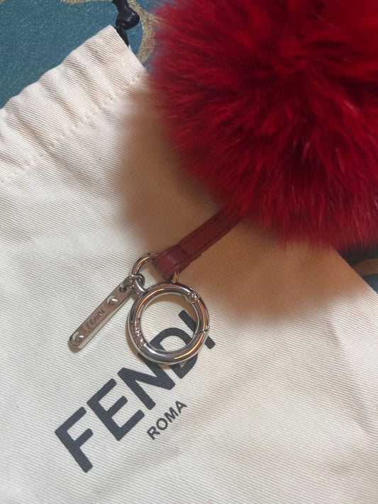 Pre-Owned Fendi Bag Charm for Woman Key Holder Fox Fur X Leather ASM Luxuries