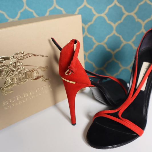 Pre-Owned Burberry Black/Red Leather Heels ASM Luxuries