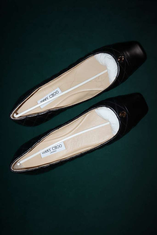 Jimmy Choo Leni Quilted Flats Black/Light Gold