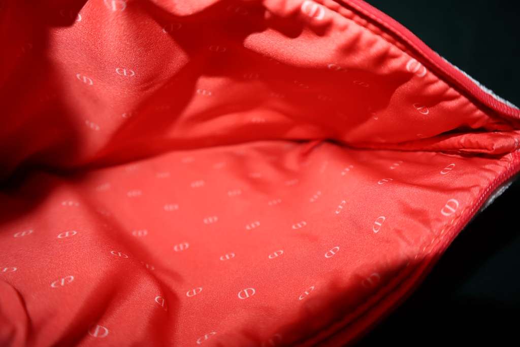 Christian DIOR Terry Cloth Large Clutch Wristlet Bag White