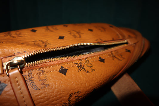 MCM Waist Bag Leather Cognac Brown Sling Bag Pre-Loved