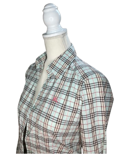 Burberry Pink Label Logo Embroidered Shirt Nova Check SMALL