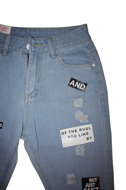 Blue Washed Patchy Jeans NEW