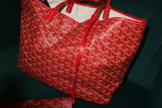Goyard Red Chevron Print Coated Canvas St. Louis PM Tote Bag