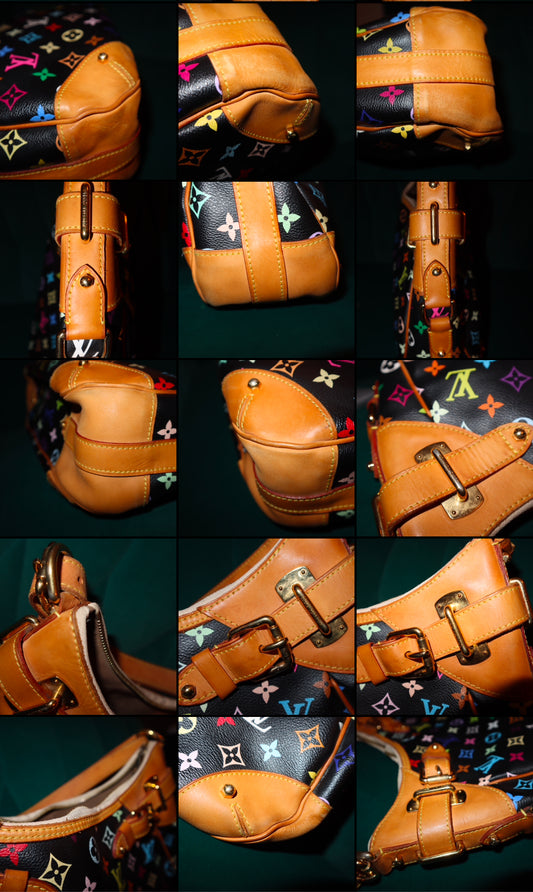 Louis Vuitton x Takashi Murakami Monogram Multicolore Greta Black Hobo