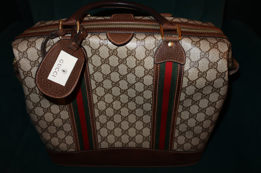 Gucci Web Travel Train Duffle Weekender Bag