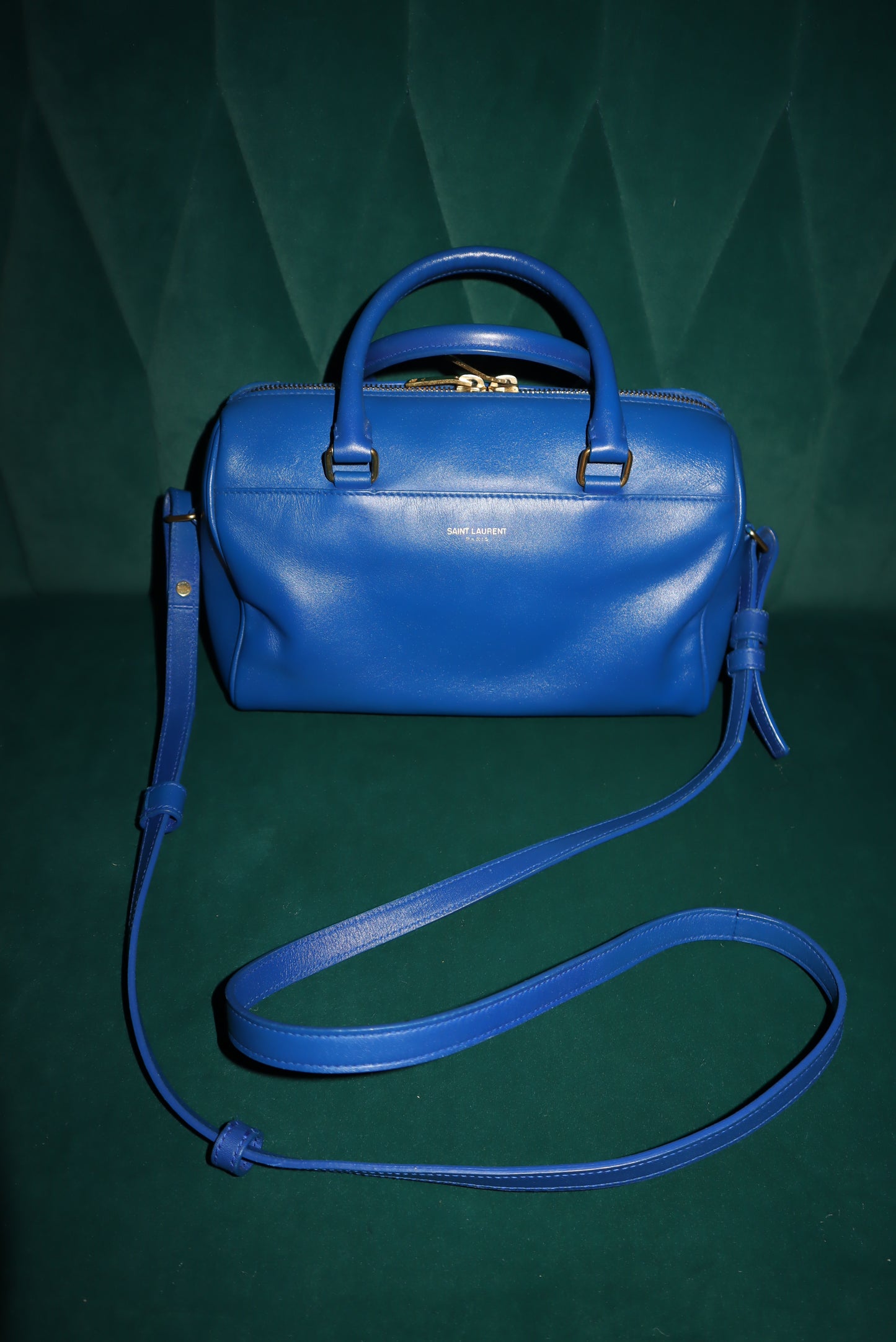 Saint Laurent Lou Camera Bag – Cobalt Blue Leather, Convertible Strap (Top-Handle / Crossbody)