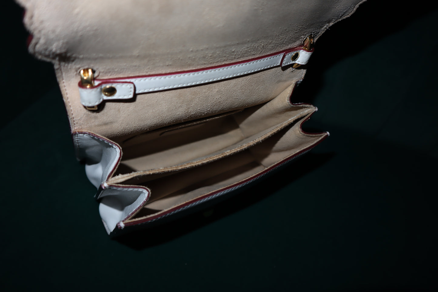 Fendi White Leather Flower-Appliqué Chain Shoulder Bag