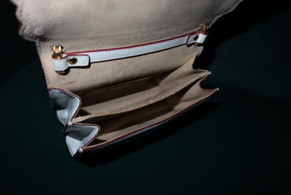 Fendi White Leather Flower-Appliqué Chain Shoulder Bag