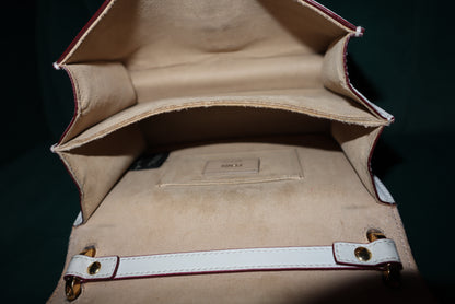 Fendi White Leather Flower-Appliqué Chain Shoulder Bag