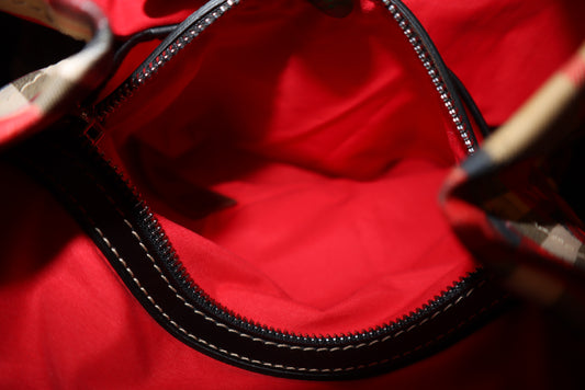 Burberry Vintage Check Graffiti Print Medium Rucksack Backpack Antique Yellow Red Pre-Loved