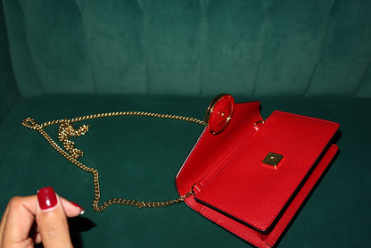 FENDI Spy Mini Red Leather Crossbody with Gold Chain Strap (Missing Leather Belt Strap)