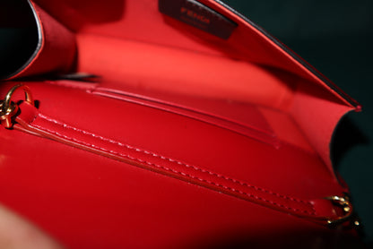 FENDI Spy Mini Red Leather Crossbody with Gold Chain Strap (Missing Leather Belt Strap)