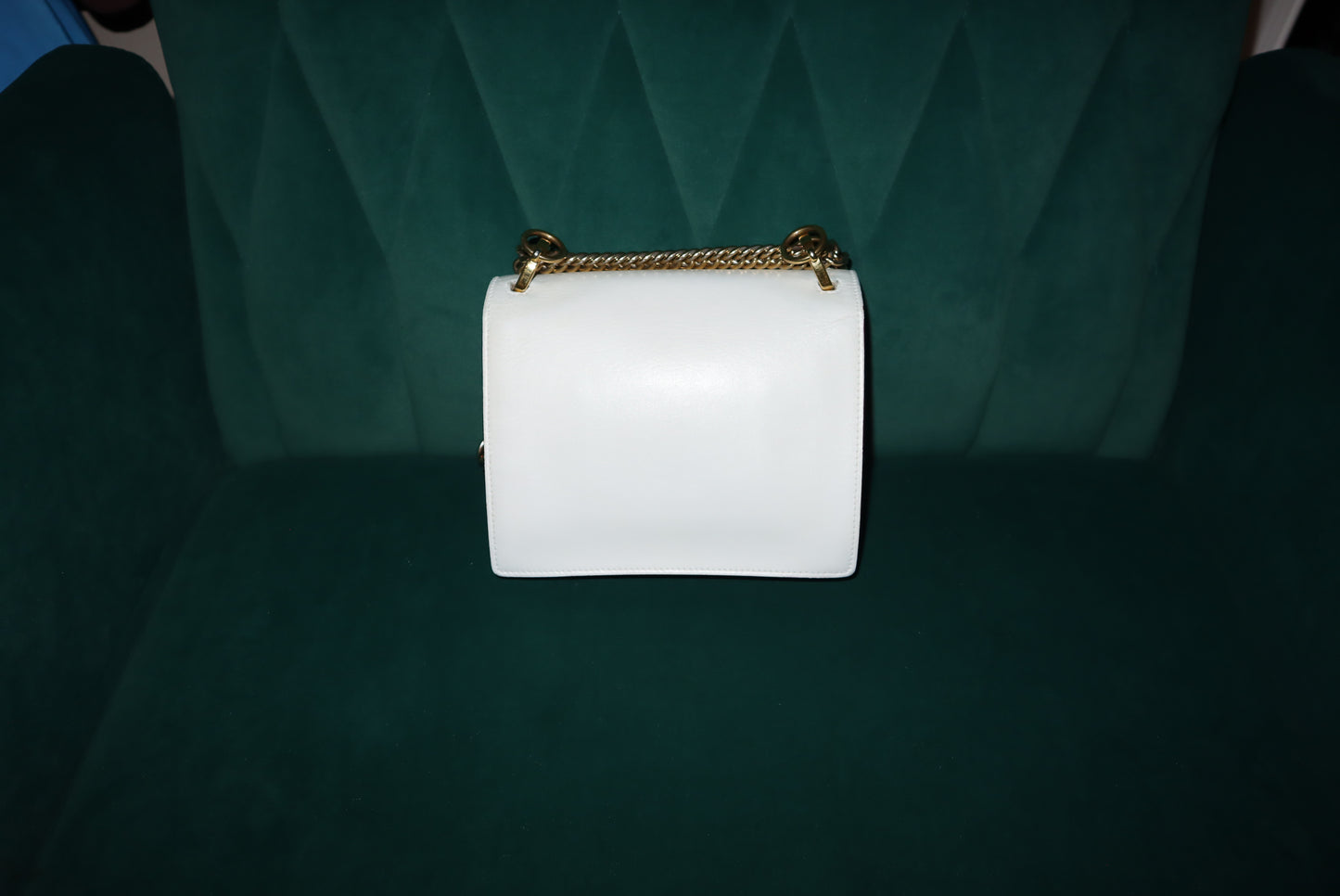 Fendi White Leather Flower-Appliqué Chain Shoulder Bag