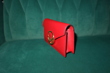 FENDI Spy Mini Red Leather Crossbody with Gold Chain Strap (Missing Leather Belt Strap)