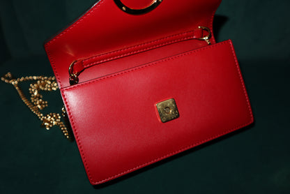 FENDI Spy Mini Red Leather Crossbody with Gold Chain Strap (Missing Leather Belt Strap)