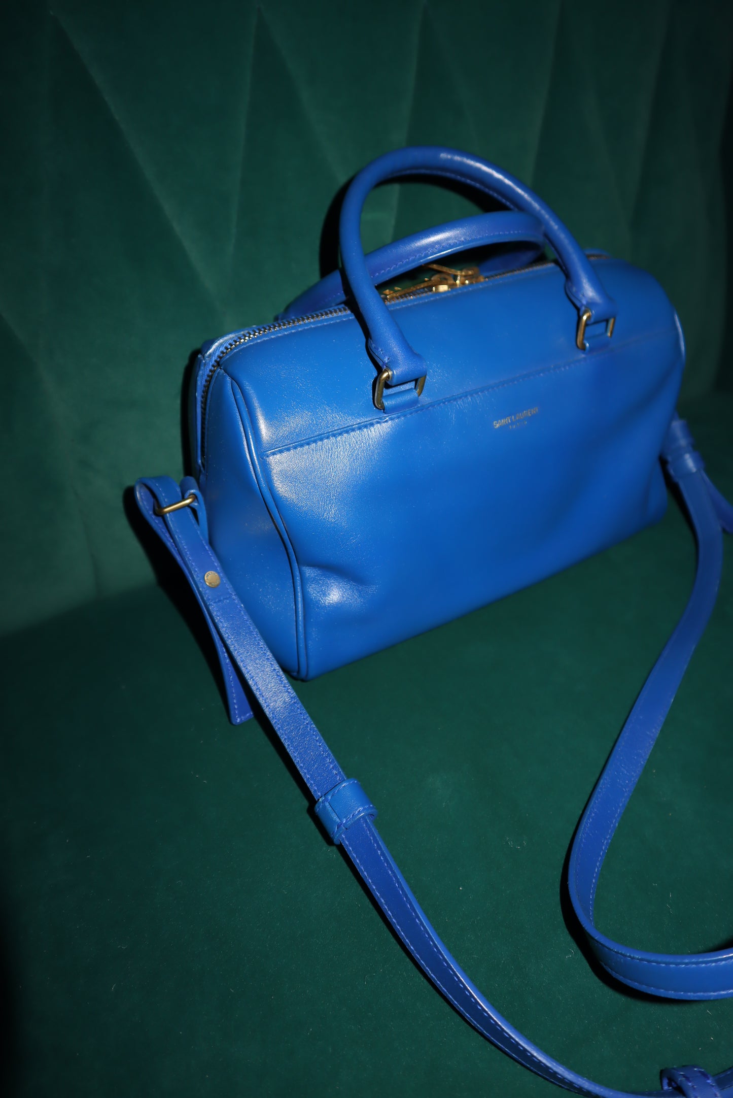 Saint Laurent Lou Camera Bag – Cobalt Blue Leather, Convertible Strap (Top-Handle / Crossbody)