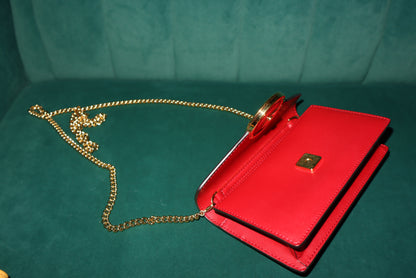 FENDI Spy Mini Red Leather Crossbody with Gold Chain Strap (Missing Leather Belt Strap)
