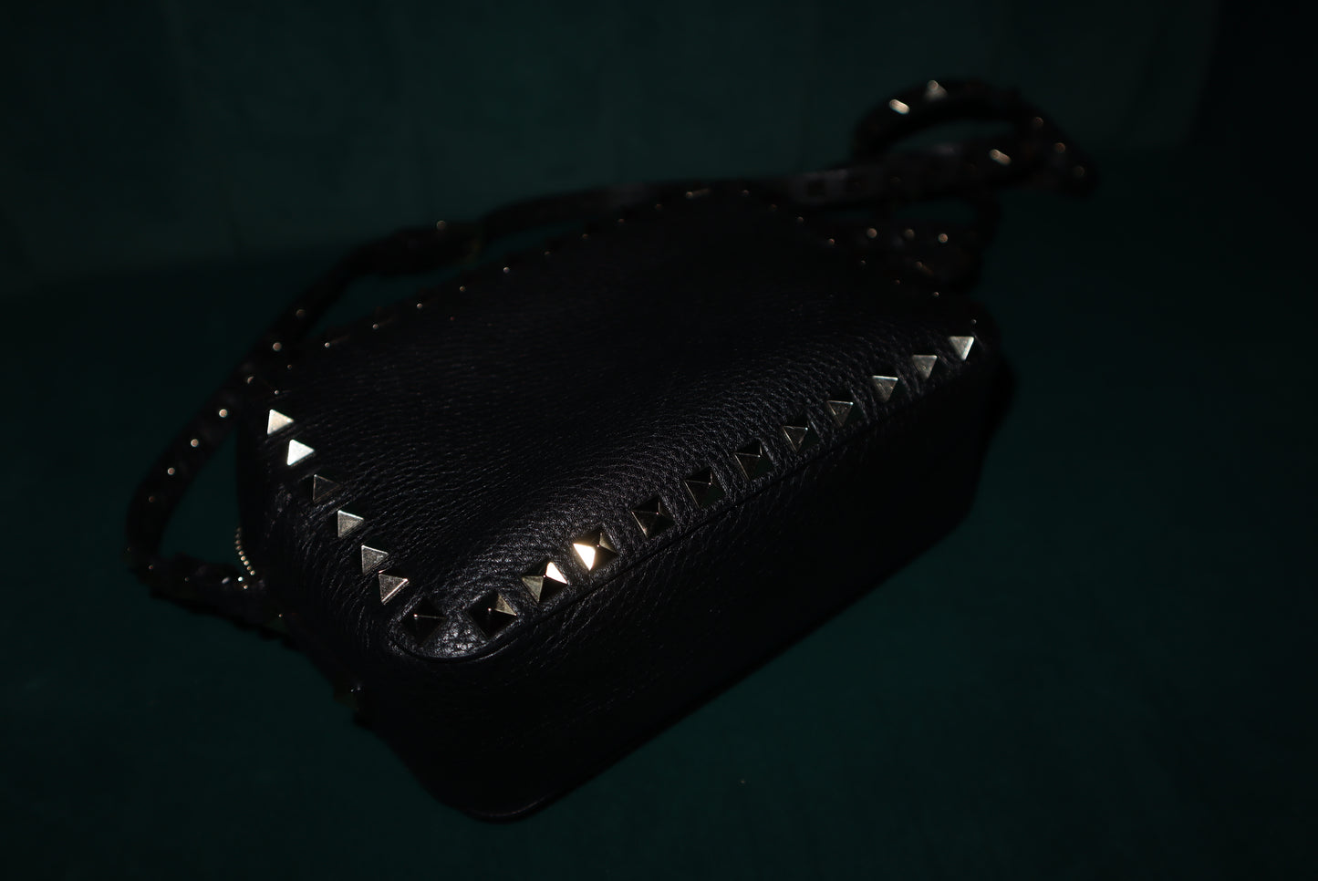 Valentino Garavani Rockstud Black Leather Crossbody – Stud Trim Luxury Bag