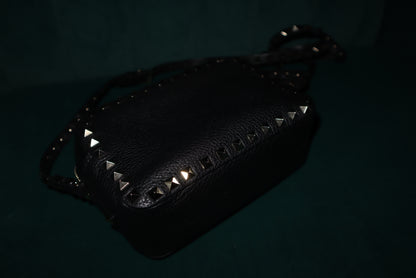 Valentino Garavani Rockstud Black Leather Crossbody – Stud Trim Luxury Bag