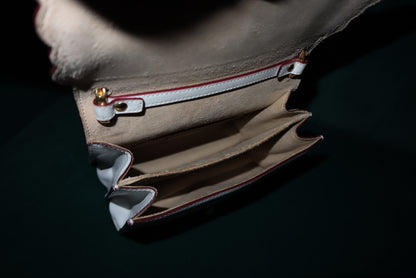 Fendi White Leather Flower-Appliqué Chain Shoulder Bag