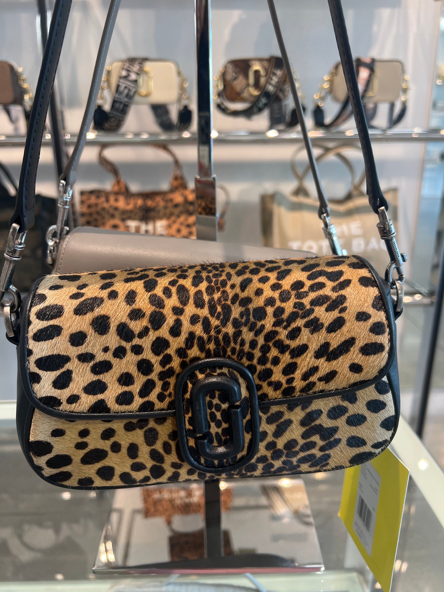 Cheetah print real hair, Crossbody bag with two straps
