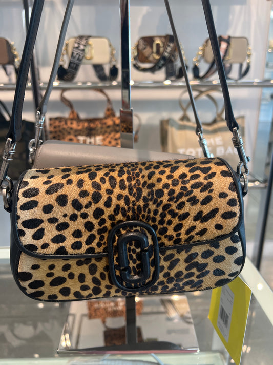 Cheetah print real hair, Crossbody bag with two straps