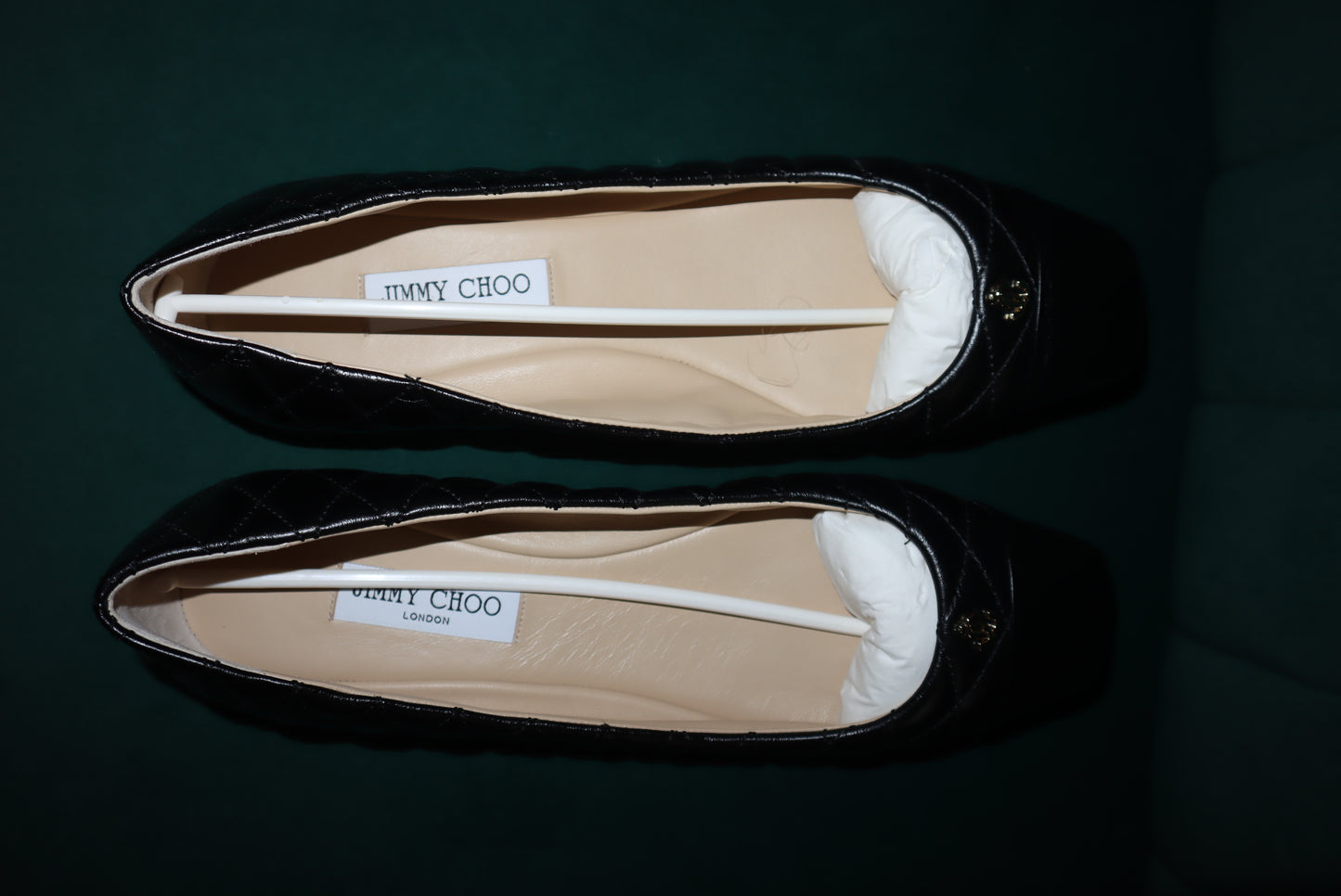 Jimmy Choo Leni Quilted Flats Black/Light Gold