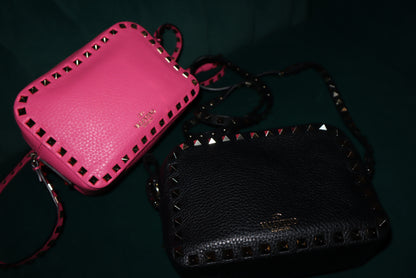 Valentino Garavani Rockstud Black Leather Crossbody – Stud Trim Luxury Bag