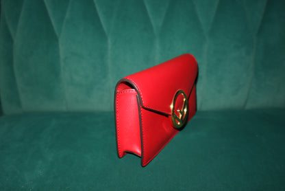 FENDI Spy Mini Red Leather Crossbody with Gold Chain Strap (Missing Leather Belt Strap)