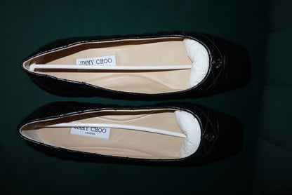 Jimmy Choo Leni Quilted Flats Black/Light Gold