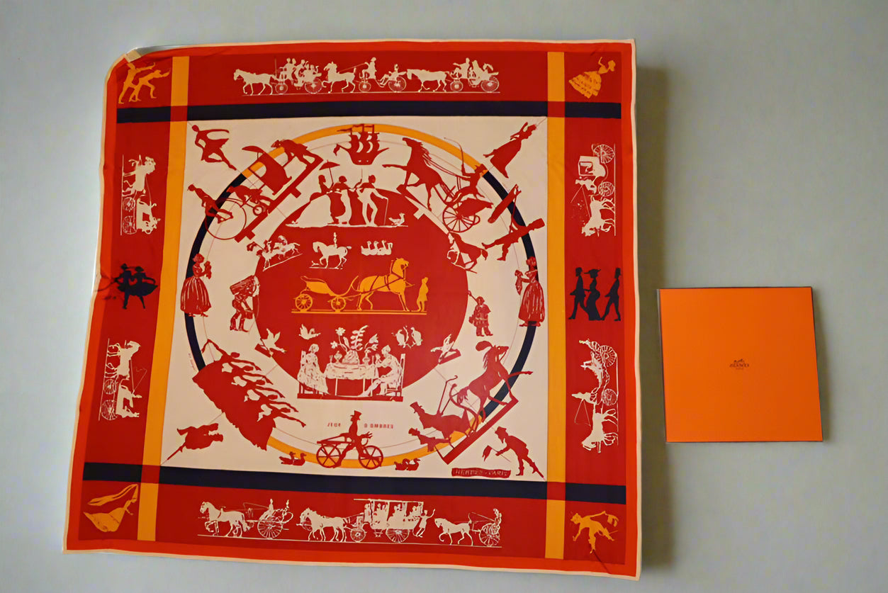 Hermès Hermes Red Silk Scarf with stretch