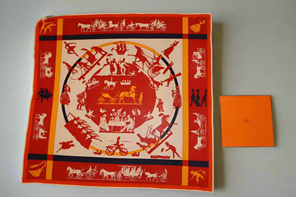 Hermès Hermes Red Silk Scarf with stretch