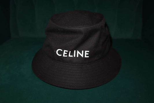 Céline Black Logo Bucket Hat Medium