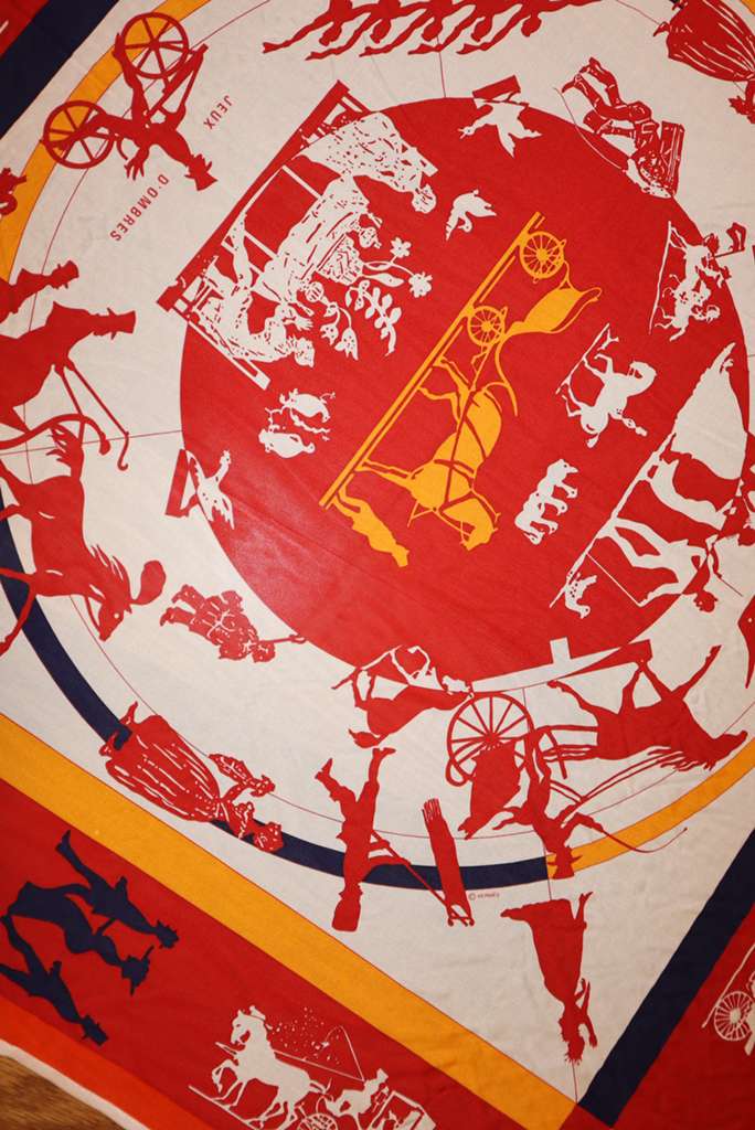 Hermès Hermes Red Silk Scarf with stretch