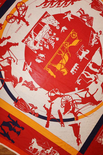 Hermès Hermes Red Silk Scarf with stretch