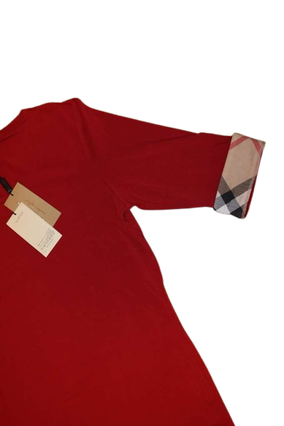 Burberry Check Cuff Stretch-cotton T-shirt LARGE