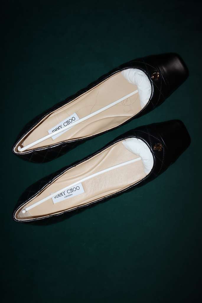 Jimmy Choo Leni Quilted Flats Black/Light Gold