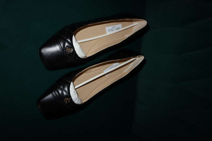 Jimmy Choo Leni Quilted Flats Black/Light Gold