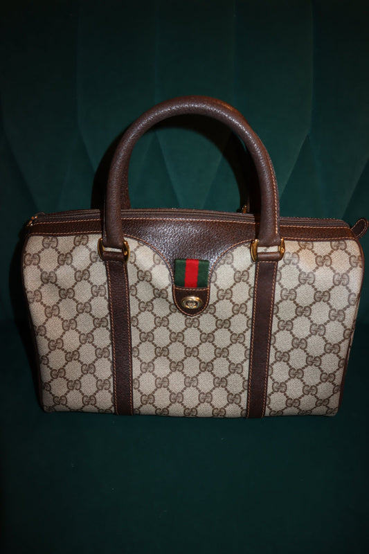 Gucci Boston Bowling Handbag Guccissima GGHand Bag Canvas Brown Pre-Loved